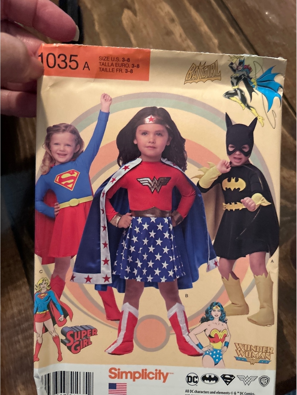 Simplicity 1035A Girls' Superhero Costume Sewing Pattern - Supergirl, Wonder-Wom